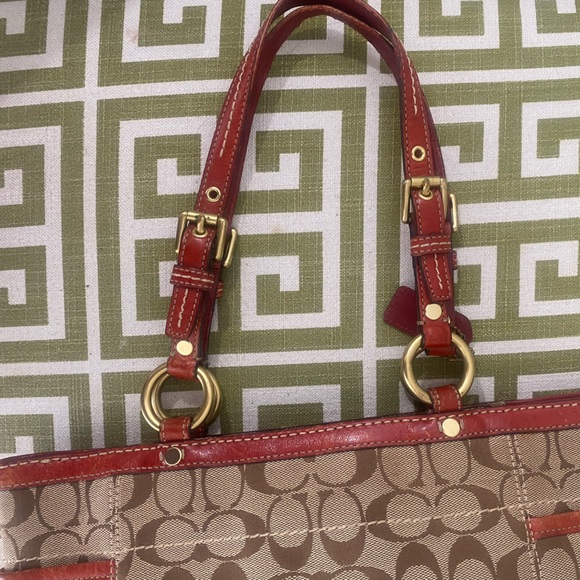 SOLD! COACH VINTAGE Signature Kaki Leather Tote & Accordion Coated Canvas Wallet - Picture 13 of 16